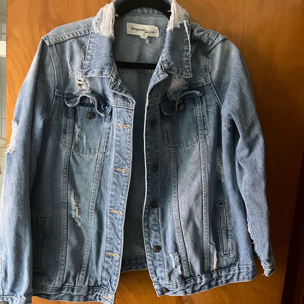 Distressed Blue Jean Jacket - Picture 2 of 4
